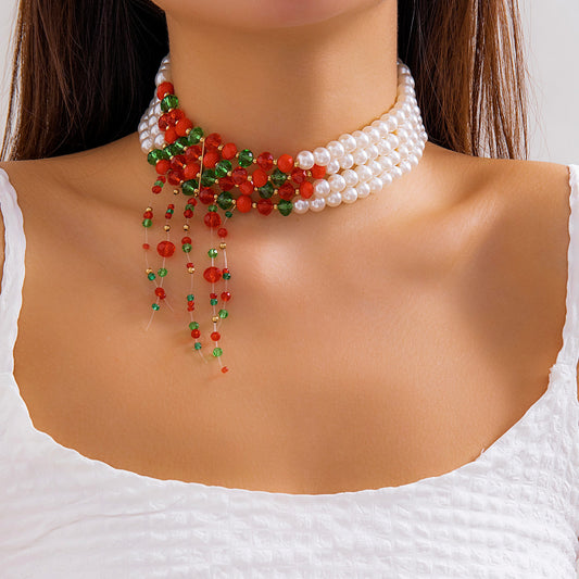 Christmas necklace with personalized round beads
